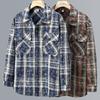 Vintage Plaid Shirt Oversized Outerwear Man Jackets Plus Size 4XL-11XL Casual Long Sleeve Top