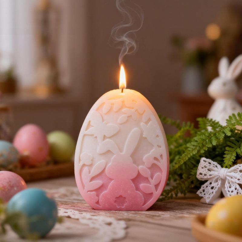 1-piece set, Easter hollow rabbit shaped candle silicone mold, DIY home decoration Easter candle aromatherapy drip plaster mold