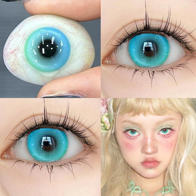 Mill Creek 2 шт. Синие контактные линзы с радужной оболочкой Яркие 14,2 мм Косплей Аниме Глаза Люминесцентное тело Летние синие контактные линзы для ежегодного использования