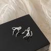 Ballet Style Metal Bow Streamer Earbone Clip Female Simple Sweet Cute Fashion Temperament Versatile Earrings