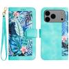 For iPhone 17 Pro Max Case PU Leather Floral Phone Cover with Card Slots