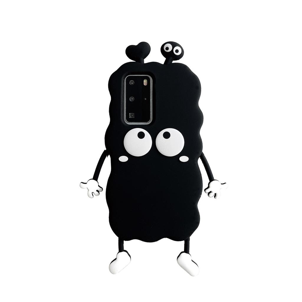Cute Cartoon Black 3D Case For Huawei P40 P50 Pro Mate 30 40 Pro Nova 5 6 7 8 Honor 60 70 Luxury Soft Silicone Phone Cover Kids