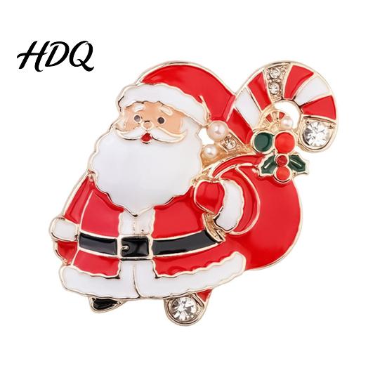 Sparkling Holiday Brooches Christmas Enamel Brooch Pin Santa Snowman Gingerbread Tree Wreath Stocking Pins Bell Jewelry Accessories for Coats