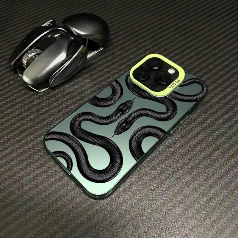 Стильный и модный черный чехол-змея для iPhone 17 Pro, лазерный чехол 16/15 мм, 14 см, противоударный для Apple 12 11Xs Max
