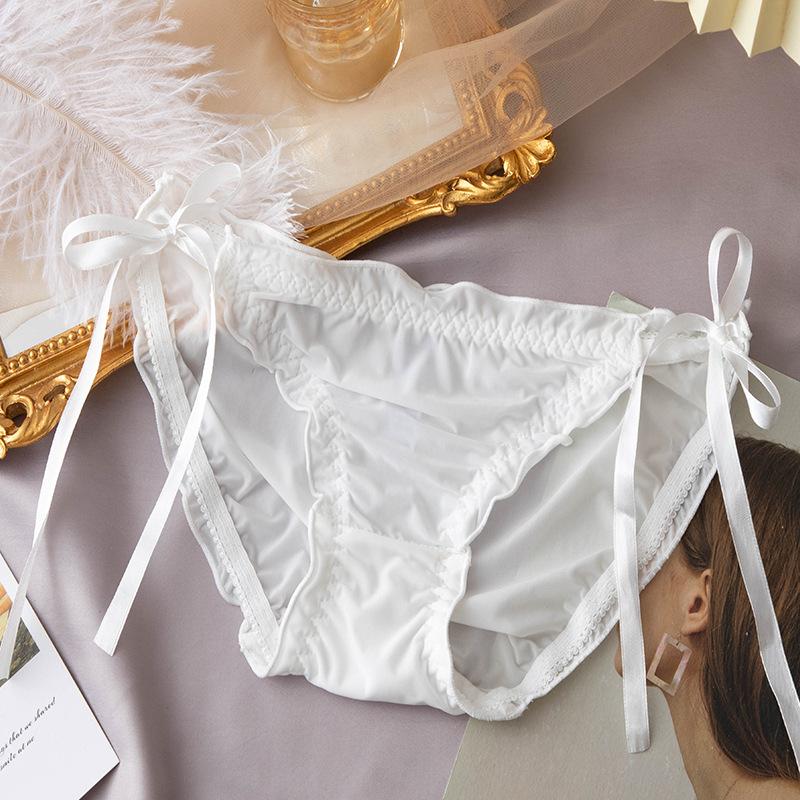 Ribbon Lace Transparent Panties Low Waist Women's Triangle Panties