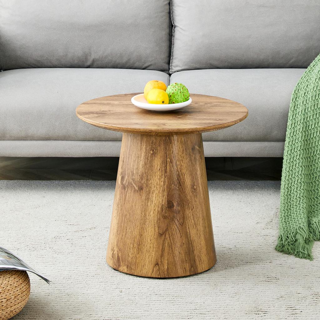 Round MDF Coffee Table, Natural Wood Look, 50 cm Diameter, 48 cm High, Wood-Effect Foil