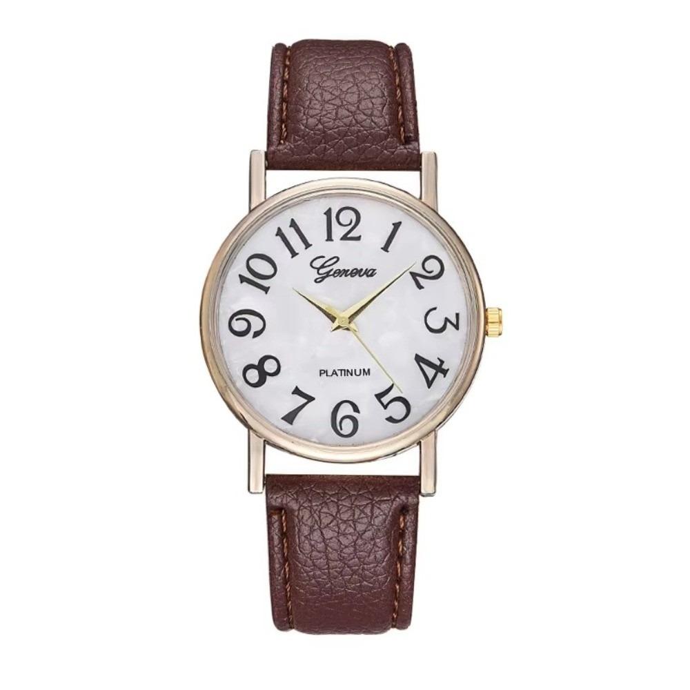 Big Digital Geneva Watch Shell Dial Dress Watch Fashion Quartz Wristwatch  Women
