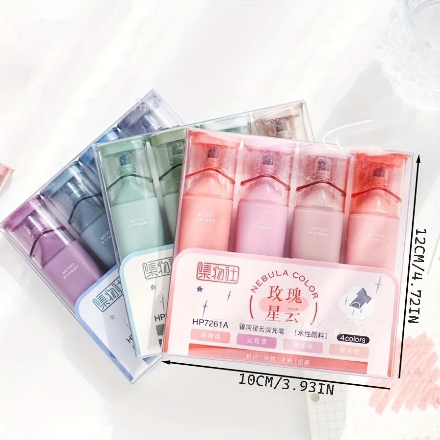 4 шт./набор Маркер цвета Моранди Глиттерный хайлайтер Гибкая ширина линии Маркеры для рисования для студенческих канцелярских принадлежностей