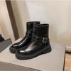 Женские ботильоны Осень Зима Новые Боковая молния Толстая подошва Полусапожки Женские Ретро Круглый носок Толстый каблук Тонкие Короткие ботинки Женские