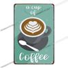 Coffee Vintage Signs Tin Metal  Art Iron Painting Decoration Cafe Pub Club Bar Retro Poster Wall Stickers Home Decor 20x30cm
