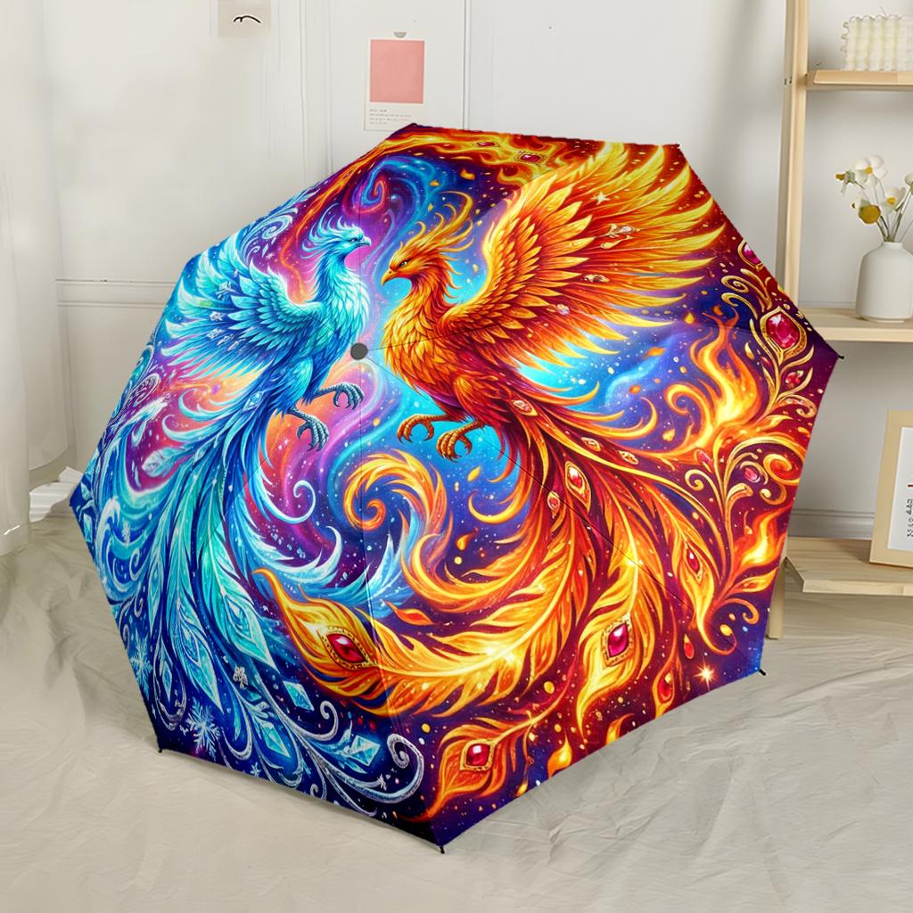Phoenix Rising In Flames Portable Automatic Umbrella Compact 8-Rib Lightweight Sturdy Construction for Outdoor Daily Use Fashion Lovers