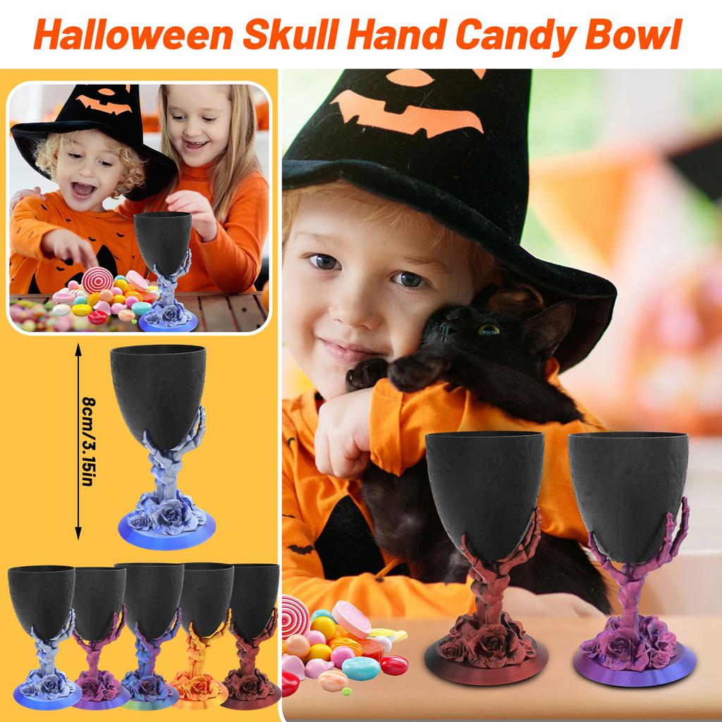Skeleton Hand Bowl Stand - Gothic Halloween Candy, Decorations Or Trinket Display Stand - Removable Bowl - 3D Printed