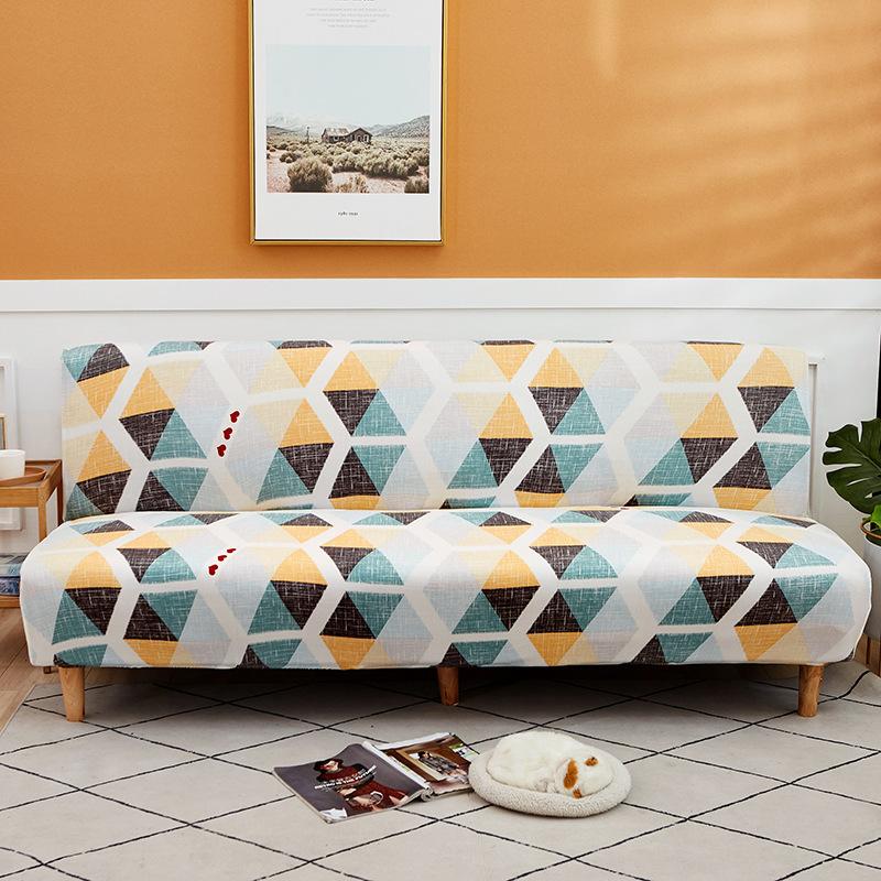 Elastic Fabric All-Inclusive Printed Sofa Towel Folding Sofa Bed Sofa Cover Without Armrest