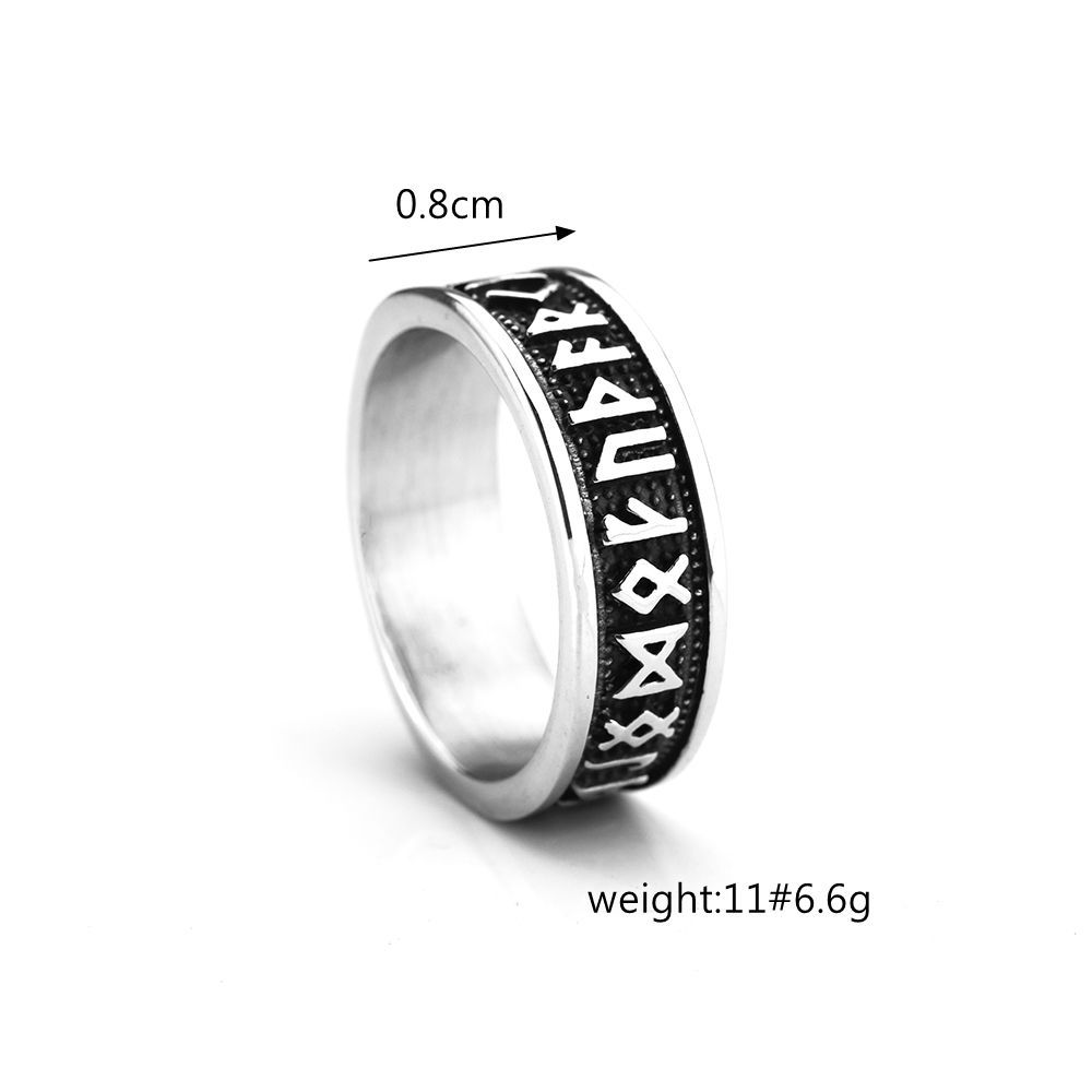 Мужское кольцо с рунами викингов из цельной нержавеющей стали, винтажное