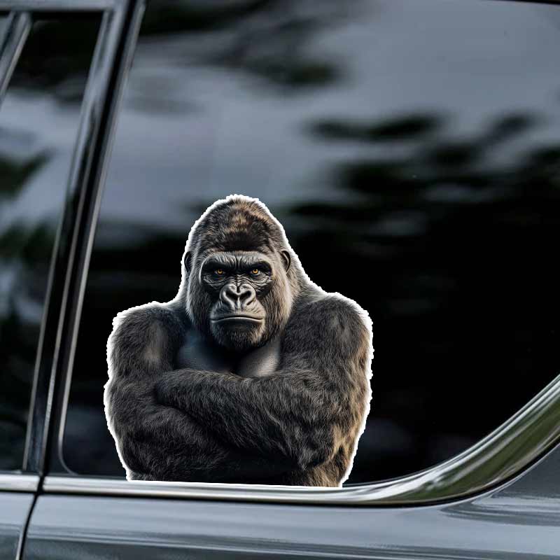 Funny Gorilla Crossed His Hands Car Sticker Waterproof Vinyl Decal on Bumper Rear Window Laptop Self-adhesive Decal For Car Accessories TM241