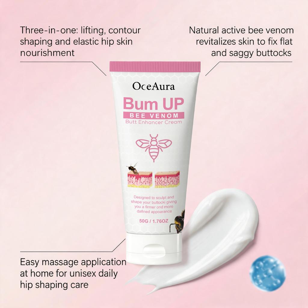 OCEAURA Bee Venom Butt Firming Cream - Toning & Lifting Body Cream for Gluteal Skin, Moisturizing