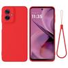 For Motorola Moto G55 5G Case Liquid Silicone Anti-Scratch Phone Cover with Hand Strap
