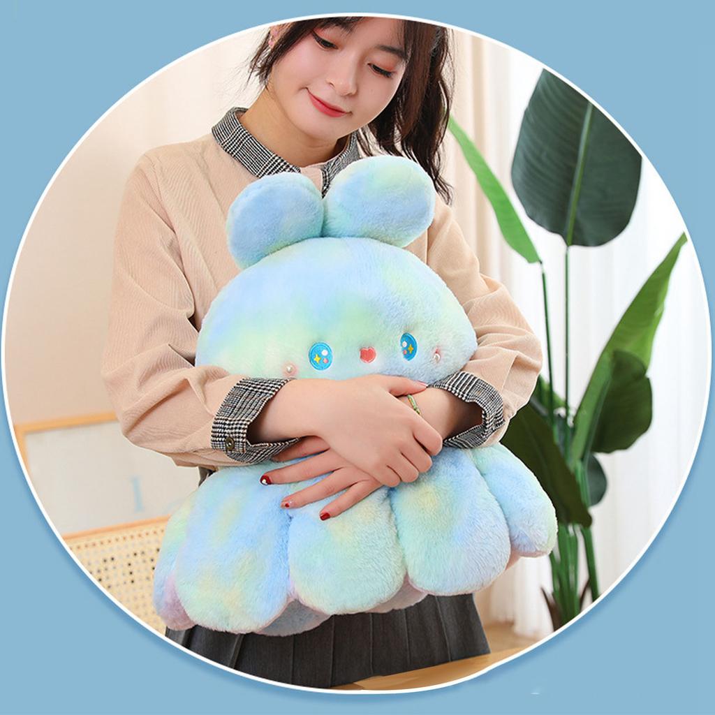 Двусторонняя кукла-осьминог, градиентный цвет, милый плюшевый осьминог с заячьими ушками, двухсторонняя мягкая игрушка-животное