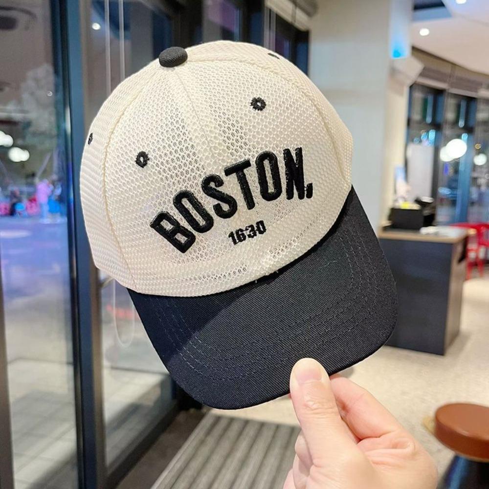 Дышащая сетчатая бейсболка с вышивкой букв, уличные солнцезащитные шляпы для маленьких мальчиков и девочек