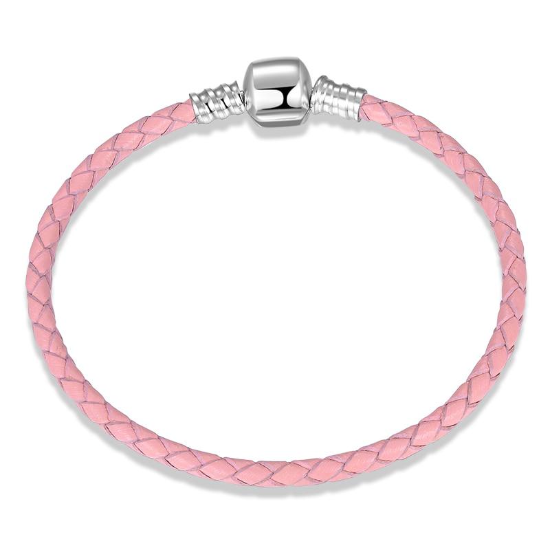 100 %Genuine Brown Leather Rope Bracelets 925 Sterling Silver Women Weave Snake Charms Chain Jewelry Rope Bracelets Diy