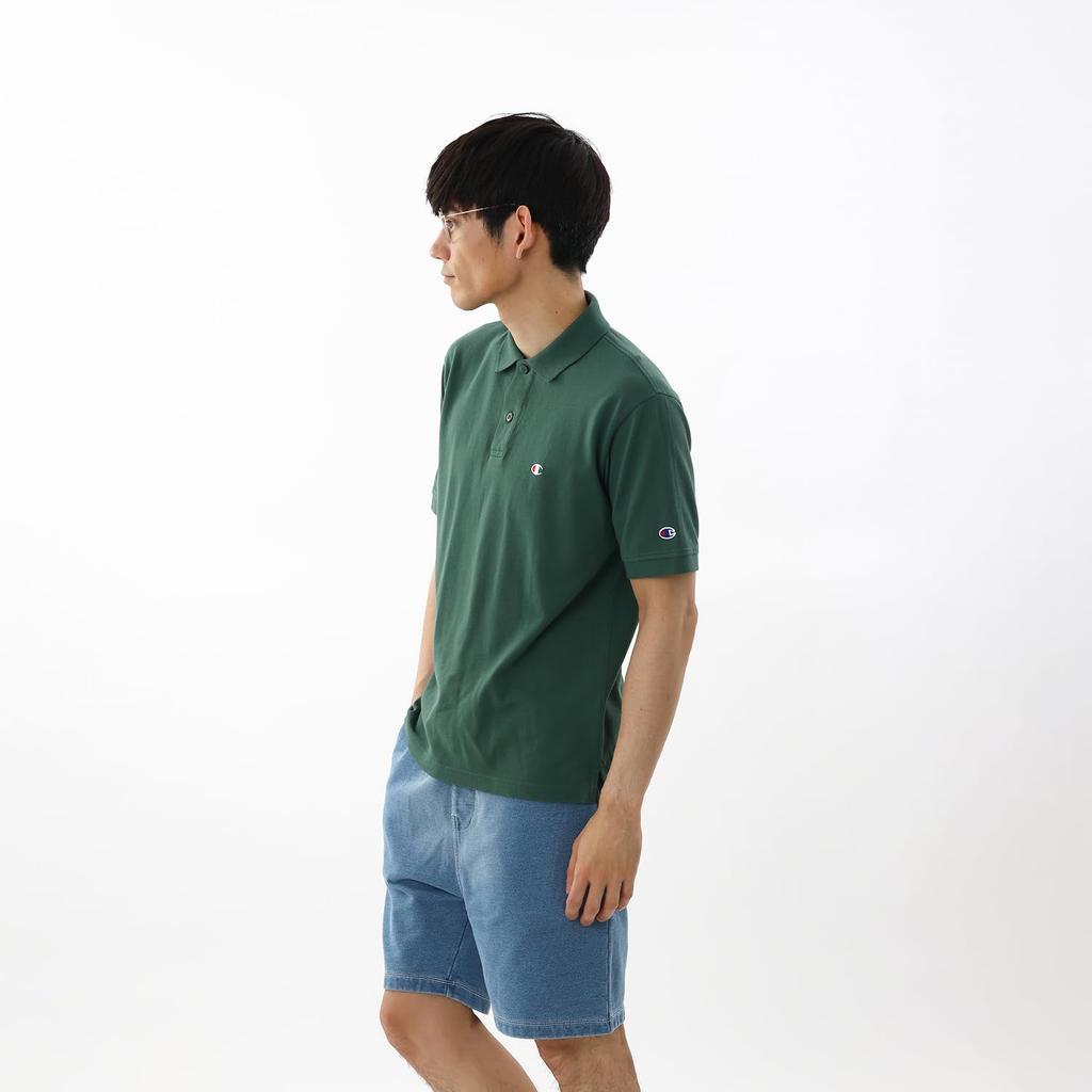 Champion Поло Шорты Одноточечное Поло с коротким рукавом Мосс 2XL Футболка, Рукав, 100% Хлопок, Вышитый, Логотип, Футболка, Базовый, C3-Z358Z, Мужской, Зеленый,