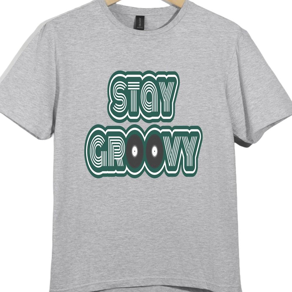 Retro T Shirt Stay Groovy Vinyl Record Graphic Tee 70s Music Disco Shirt