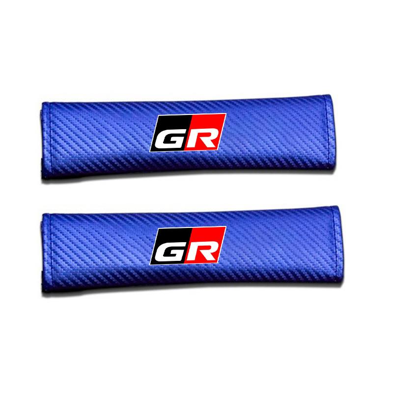 XBWF1 For Toyota GR 86 Supra Yaris RAV4 Prius Corolla C-HR Auris TRD 2pcs Carbon Fiber Leather Safety Belt Shoulder Cover Accessories