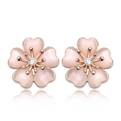 IUHA Нежно-розовый цвет сакуры 18K розовое золото австрийский цирконий (ИИУА) серьги, Сакура, с покрытием,