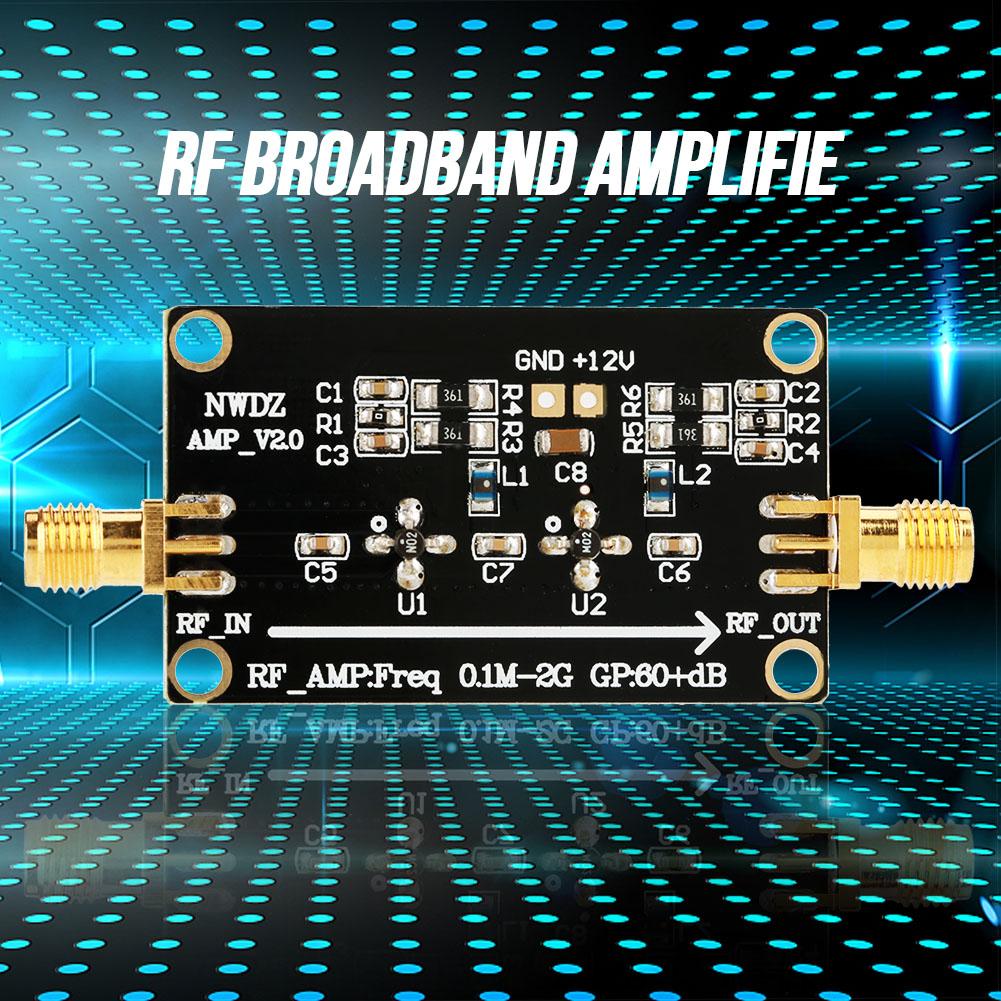 RF Wideband Amplifier LNA 0.1M-2G Gain 60dB Two stage Amplification