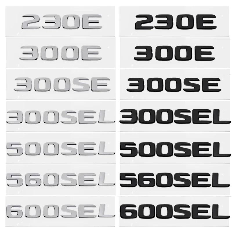 ABS Car Fender Trunk Letter Emblem Tail Number Sticker for Mercedes Benz 230E 300E 300SEL 300SE 500SEL 560SEL 600SEL Badge AB1 QQ26