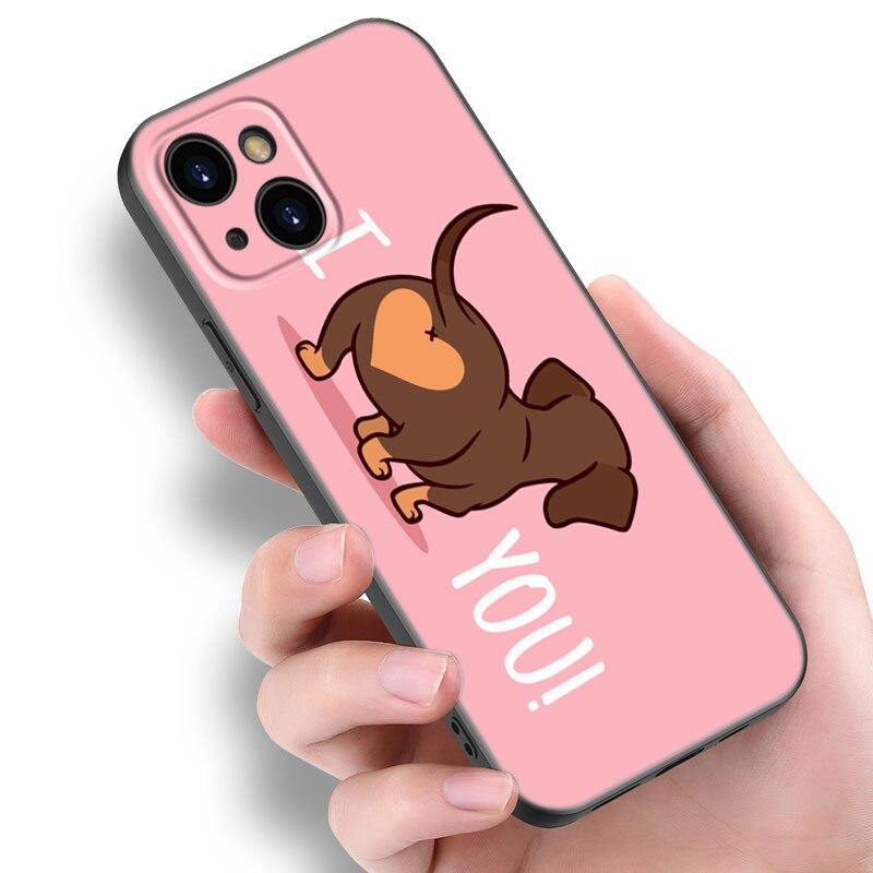 Чехол для телефона «Dachshund Dog Love» для Apple iPhone 13 12 Mini 11 Pro XS Max XR X 8 7 6S 6 Plus SE 2022 2020 5S 5, мягкий черный чехол