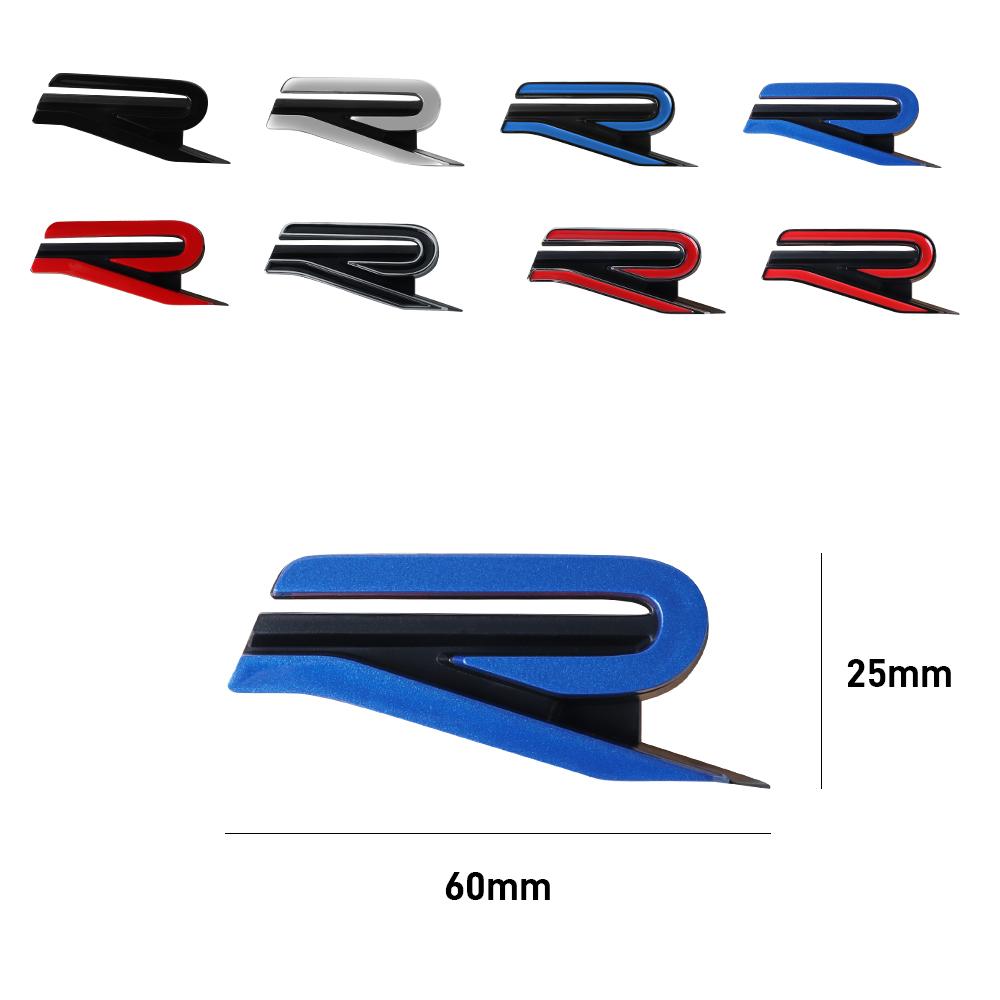 CJOZW1 Car Hood Front Grille Badge VW New R Logo Sticker Accessories For Volkswagen VW R Polo Passat Rline Golf 4 5 6 Tiguan Jetta GTI