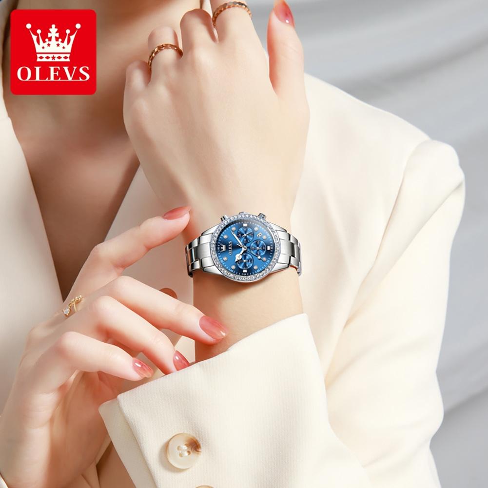 Модные элегантные женские часы с хронографом, водонепроницаемые кварцевые часы из нержавеющей стали, женские наручные часы