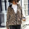 Women's Fashion Casual Leopard Print Autumn Winter Long Sleeve Hooded Jackets & Coats