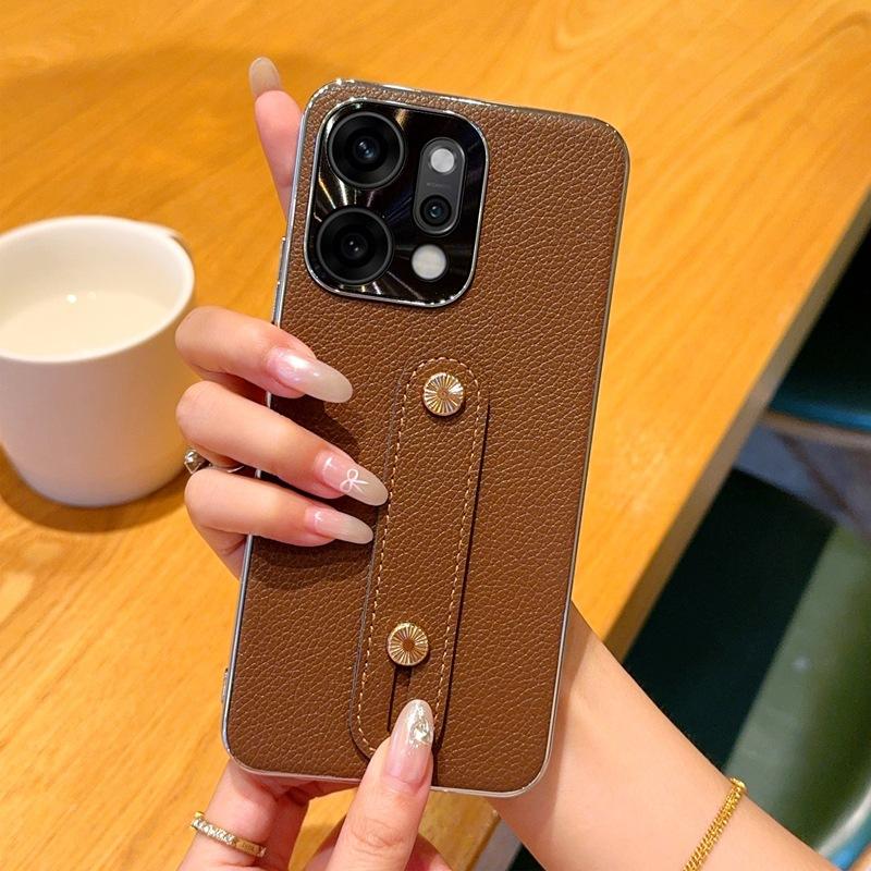 Подходит для браслета Honor 400, чехла для мобильного телефона Reno11, гладкая кожа, личи-узор, Honor 400Pro, гальваническое покрытие, reno11Pro