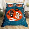 Koi Fish Duvet Cover Set Carp Tie Dye Bedding Sets Traditional Chinese Ink Art Bedspread Lotus Leaf Nature Quilt Cover Full Size
