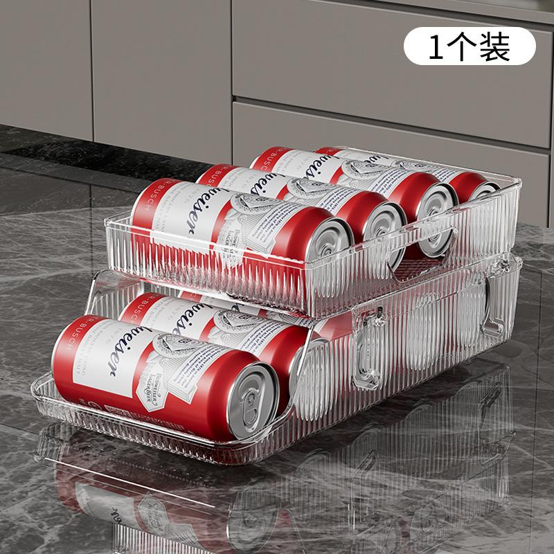 Double-Layer Drawer-Type Fridge Drink Organizer Auto-Restock Storage Rack Efficient Refrigerator Beverage Storage Tool