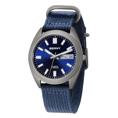 BERNY Titanium Watch Men's Watch Men's Watch Japanese Quartz Movement Titanium Analog Quartz Watch 10ATM Water Resistant Super Luminous