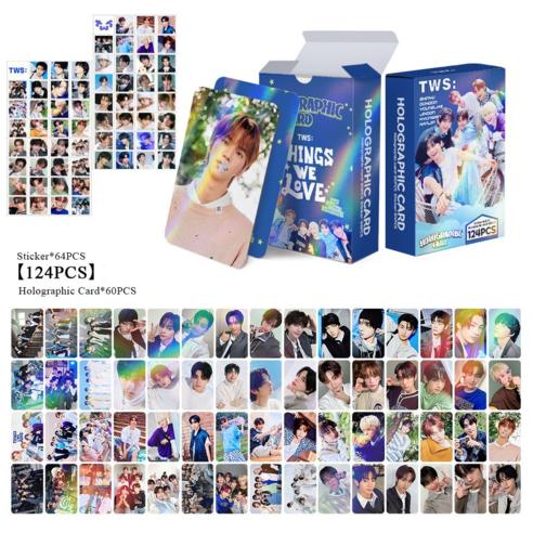 TWS Hologram Photocard Sticker Set 124pcs KPOP Fan Goods Decoration Collectible Card Sticker Set