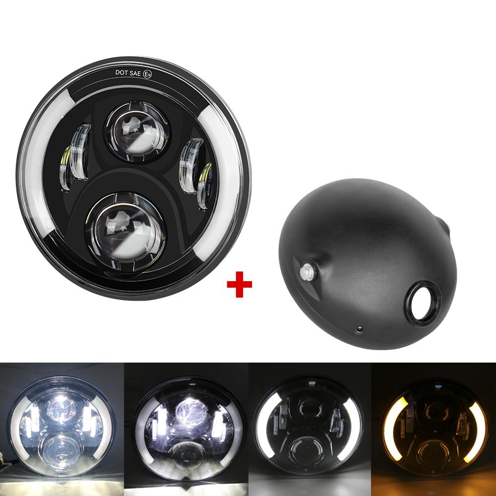 Универсальная круглая светодиодная фара для мотоцикла Cafe Racer 7,5 дюйма, фара головного света, габаритный свет, переделка 7,5'' фара для мотоцикла Cafe Racer