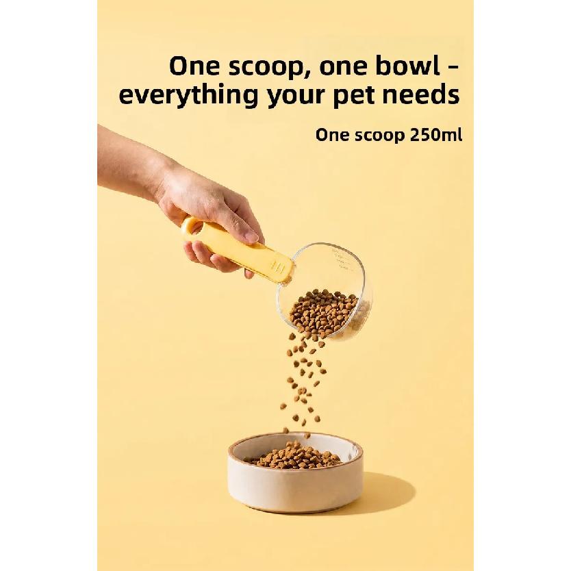3Pcs Pet Food Scoop With Measurement Scale And Bag Clip Transparent 250ml Feeding Spoon For Cats Dogs Dry Kibble Storage