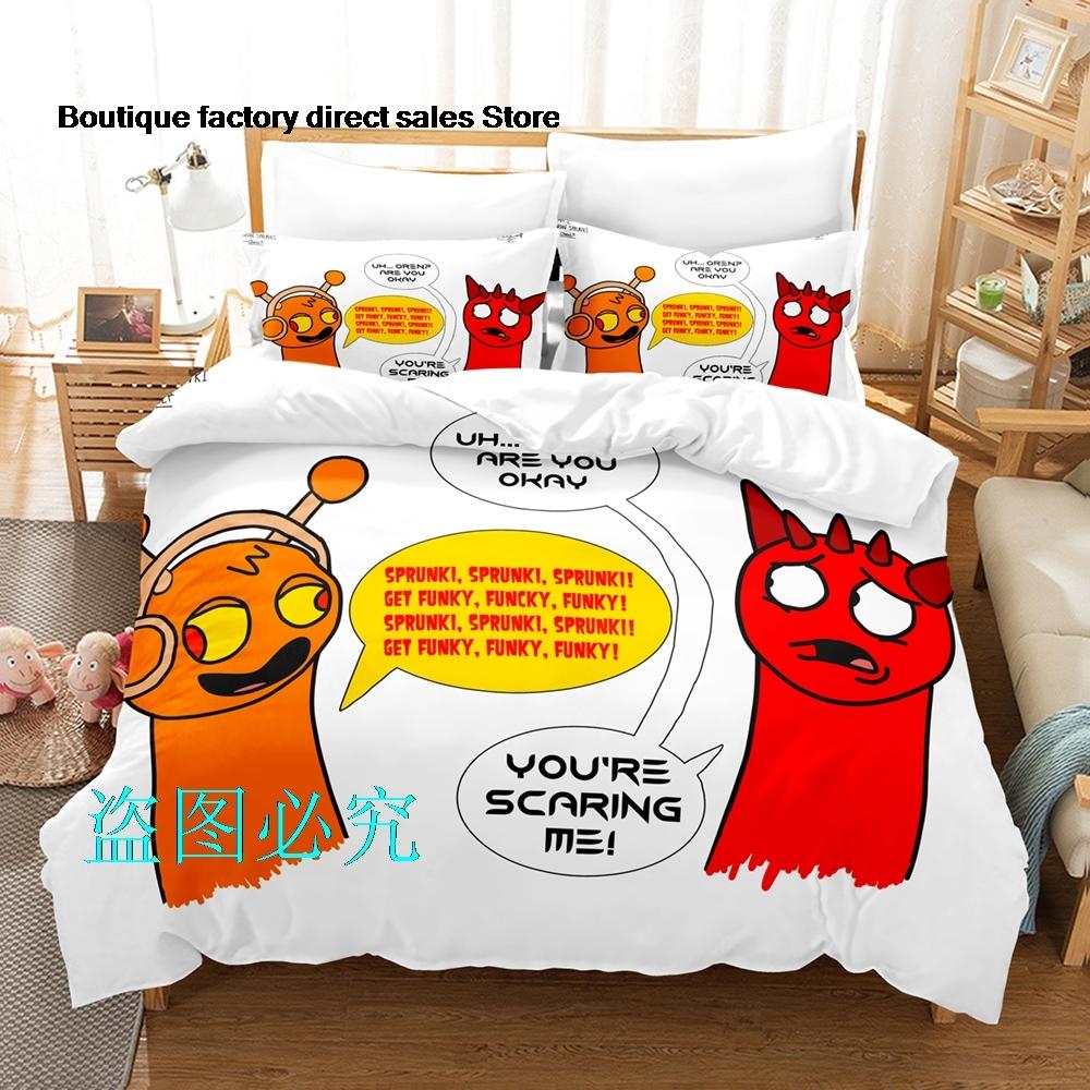 Комплект постельного белья Sprunki Односпальный Полуторный Двуспальный Евро Размер Кинг-Сайз Комплект для кровати Взрослый Детская Спальня Комплекты с пододеяльникомsprunki Аниме Parure De Lit Кровать 6