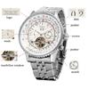 JARAGAR 034 Top Luxury Retro Blue Automatic Mechanical Watch Tourbillon Hollow Skeleton Stainless Steel Month Date Men's Watches
