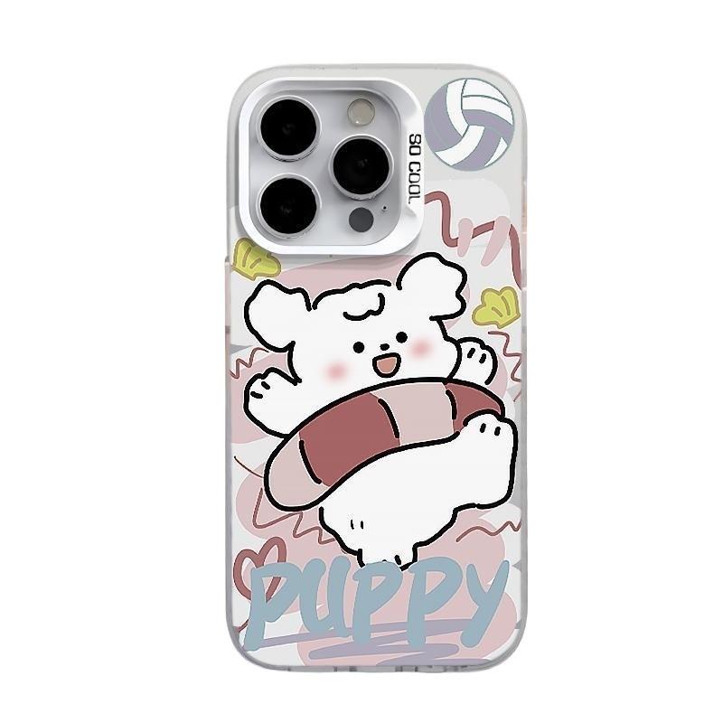 Couple swim ring dog case for iPhone 18 Pro Max, compatible with iPhone 12, 14 Plus, cute and niche.