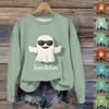 Women's Fashion Long Sleeve Halloween Print Round Neck Sweater Top
