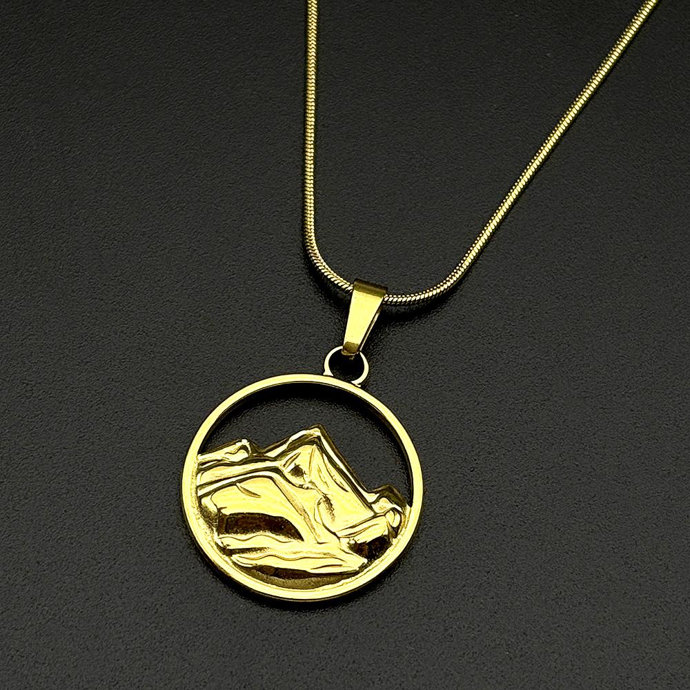 Snowy Mountain Peak Necklace For Women Men Top Hill Gold Color Chokers Hiking Outdoor Travel Stainless Steel Jewelry Gifts