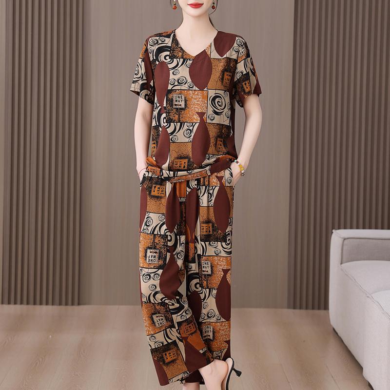 Летний женский комплект из двух предметов, большие размеры, элегантные широкие брюки из хлопка и льна, повседневная женская одежда