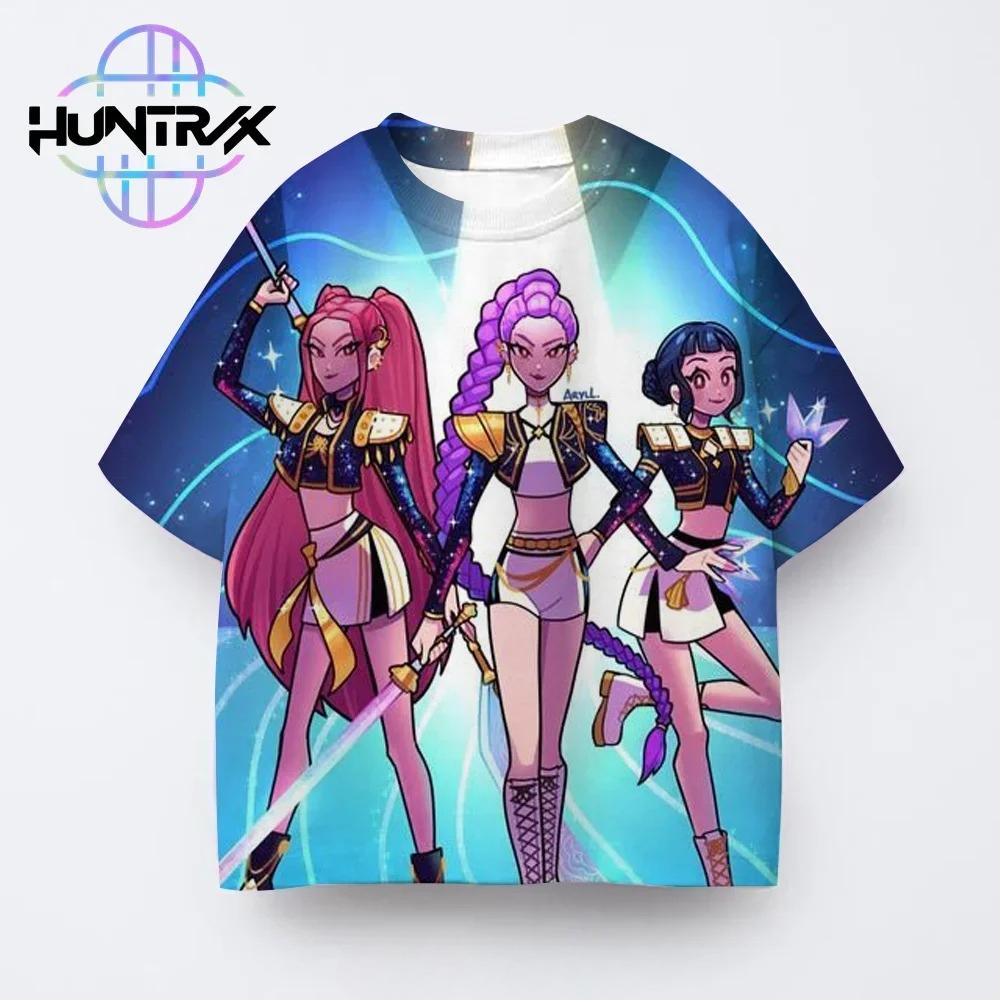 Kpop Demon Hunters Children 3D Print Boy T-shirt Street Casual Harajuku Animation Girl Group Short-sleeve Clothing Top Summer