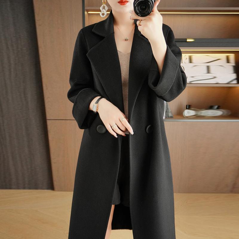 Женское пальто из 100% шерсти TIDENOVEL Осеннее шерстяное длинное пальто Ручной работы Пальто-бушлат Зимняя теплая шерстяная длинная куртка Пальто