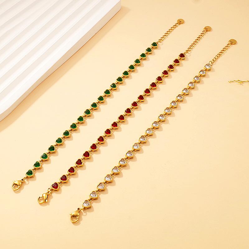 Любовь к циркону Нержавеющая сталь Простой Популярный Браслет Легкая Роскошь Позолоченные Украшения